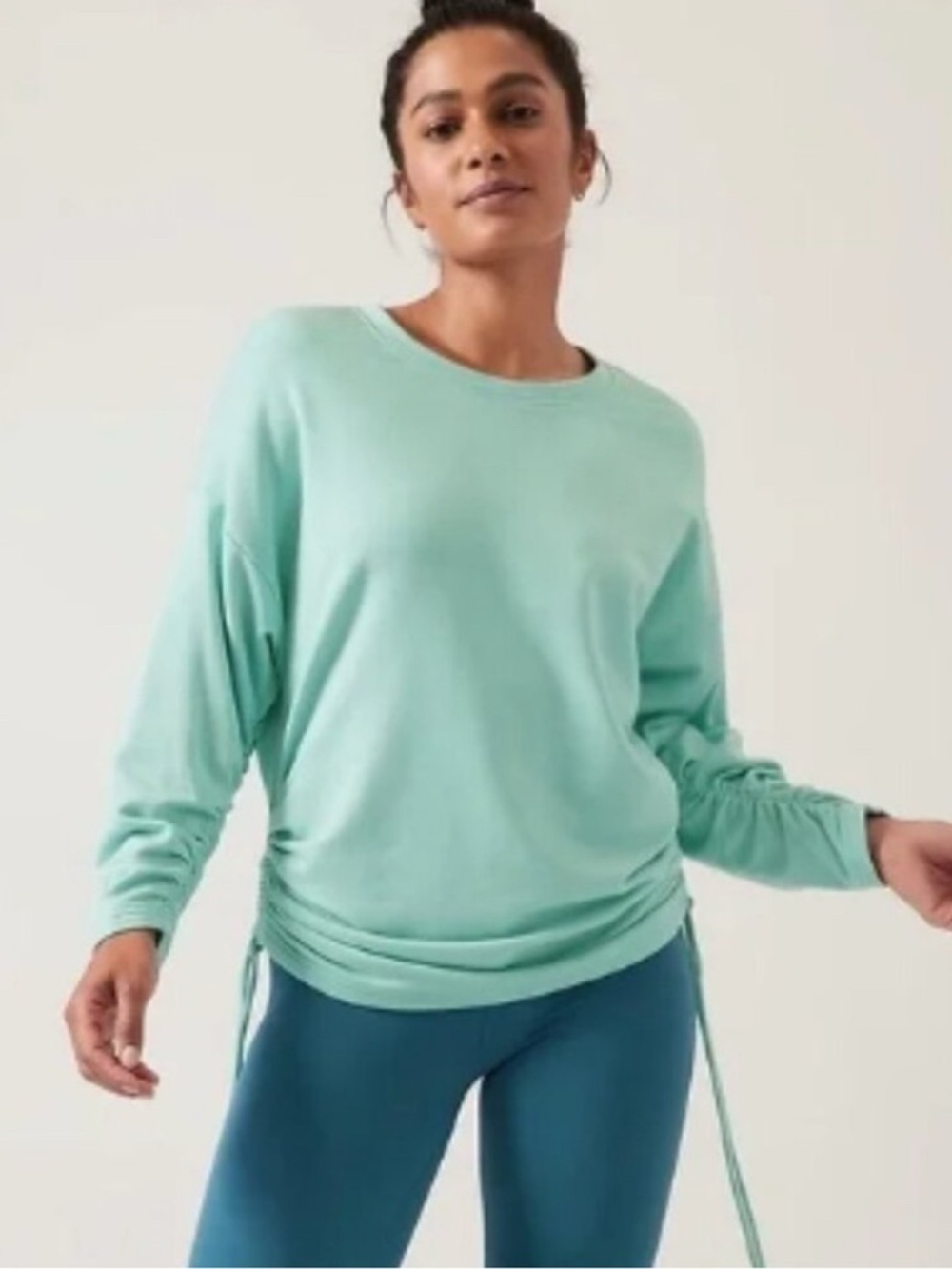 Athleta Mint Green Drawstring Sweatshirt